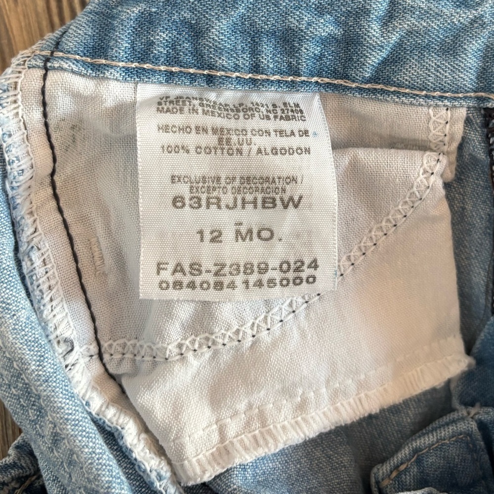 Vtg Lee Riders Baby Jeans 12 Months Light Blue Denim Ruffle Hem Elastic Waist - Picture 5 of 9